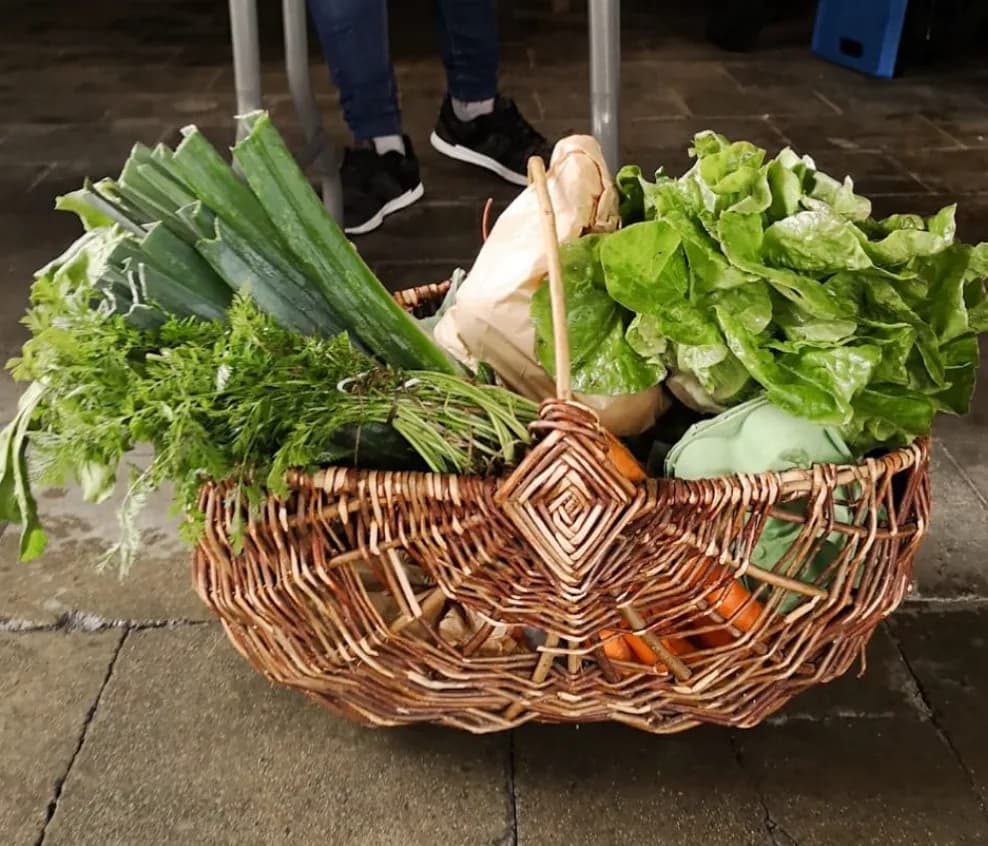 Delivered vegetable basket, ready for pickup